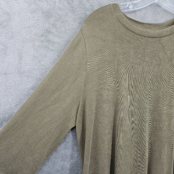 J Jill Sweater Top XL Olive Green 3/4 Sleeve Side Slit Modal Blend Soft Casual - Picture 3 of 10
